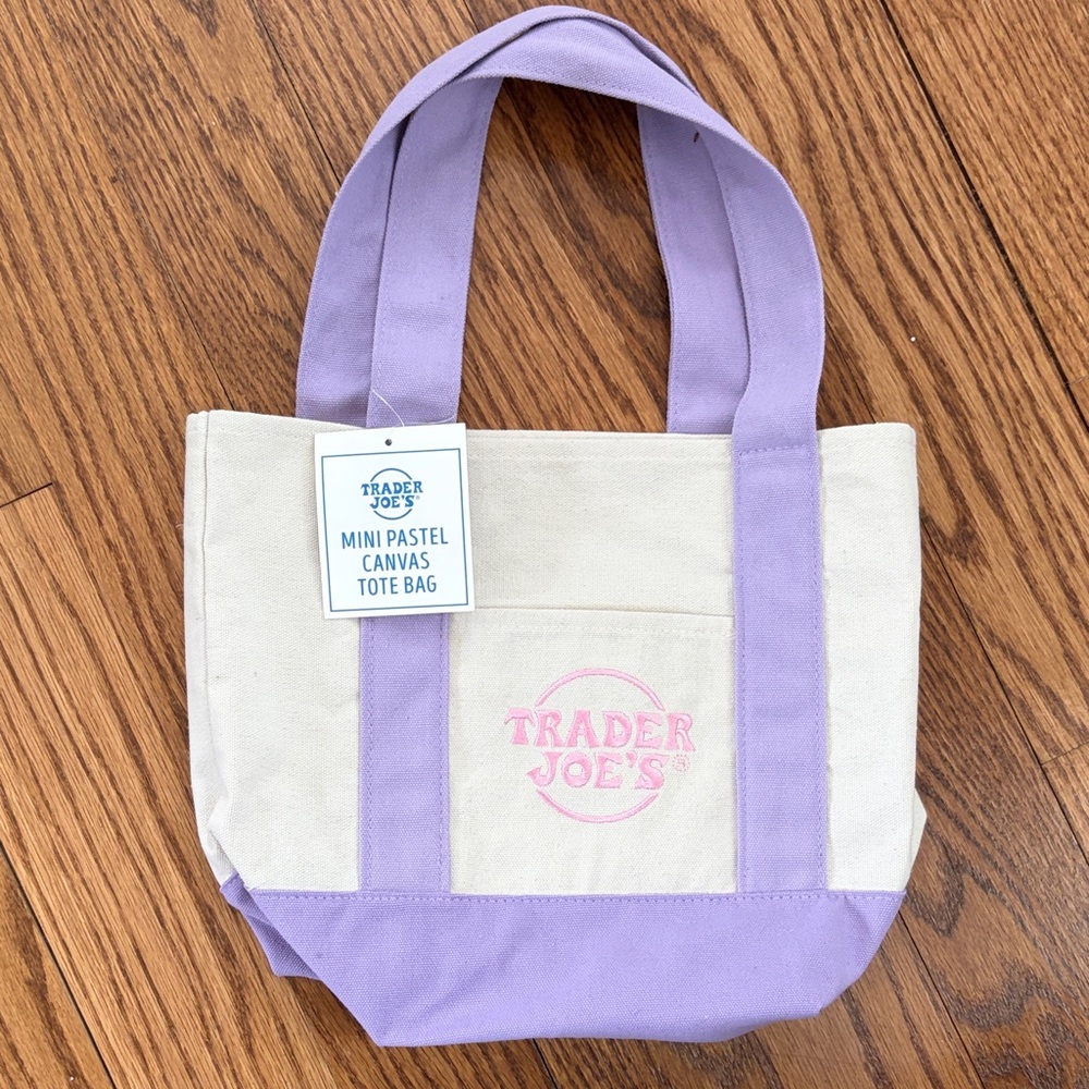 Trader Joe’s Purple and Cream Mini Canvas Tote Bag